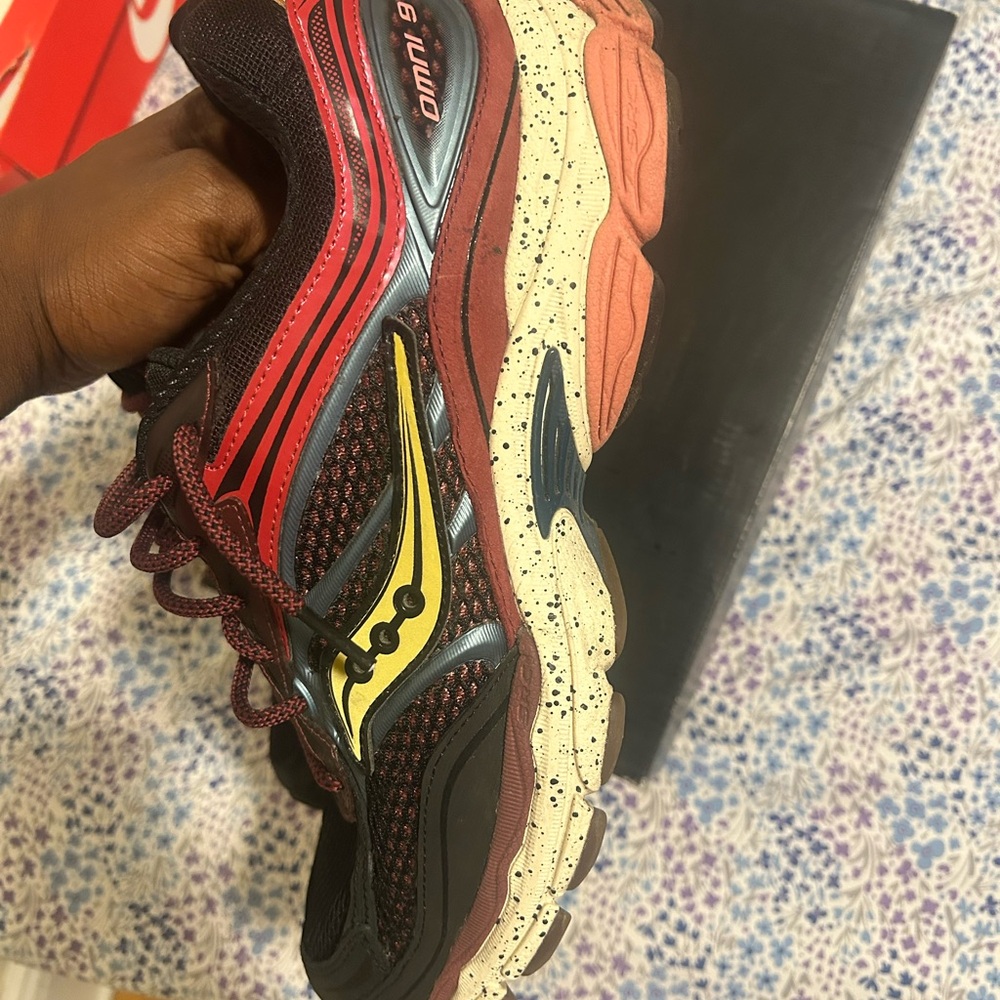 Saucony Red and Black Athletic Shoes